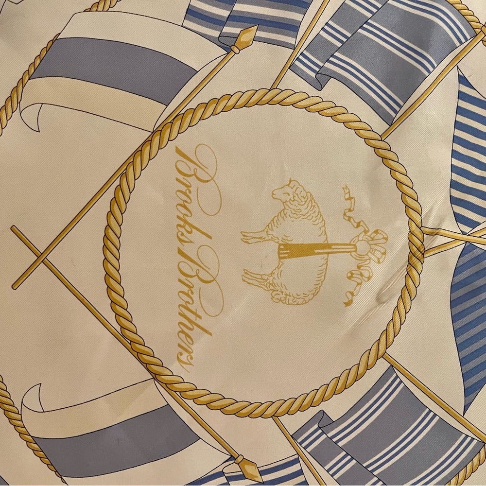 Elegant Italian "Brooks Brothers" Silk 100% Nautical Scarf shown as top. 34"x34" - Picture 3 of 7